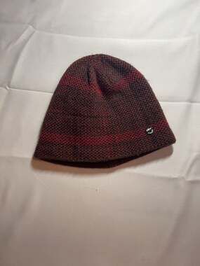 Screamer Knit Beanie Hat with Fleece Lining Brown and Red